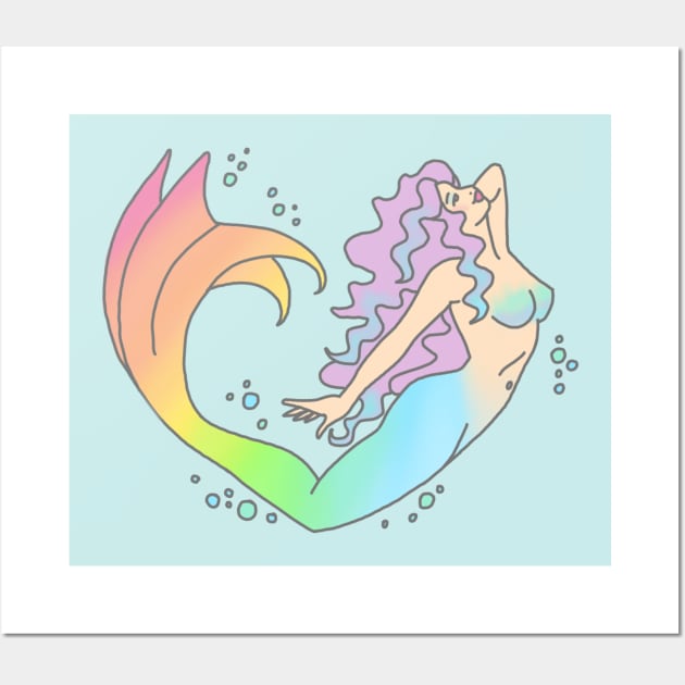 Mermaid rainbow feminist girly ariel tumblr ocean dolphin print Wall Art by bigkidult